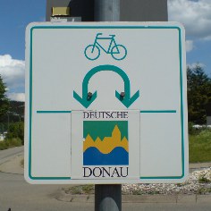 Hinweis des Donau-Radwegs in Immendingen