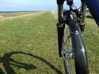 Unterwegs auf dem Ostseeküsten-Radweg: Deich auf der Insel Fehmarn