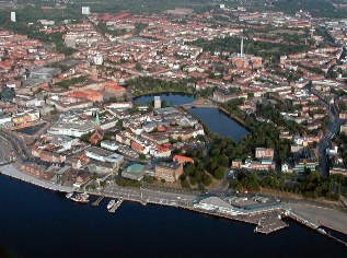 Ansicht der Innenstadt von Kiel, Ostseeküsten-Radweg